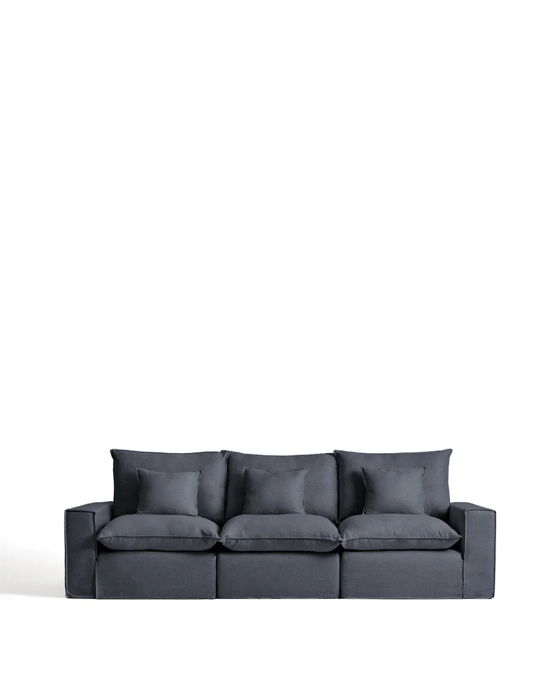 Anarela dark grey linen and viscose 3-seater modular sofa with removable cover 310cm FSC Mix Credit