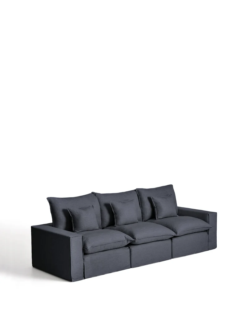 Anarela dark grey linen and viscose 3-seater modular sofa with removable cover 310cm FSC Mix Credit