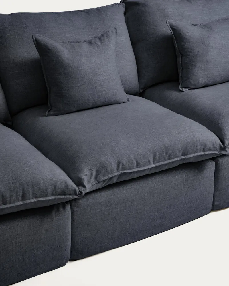 Anarela dark grey linen and viscose 3-seater modular sofa with removable cover 310cm FSC Mix Credit