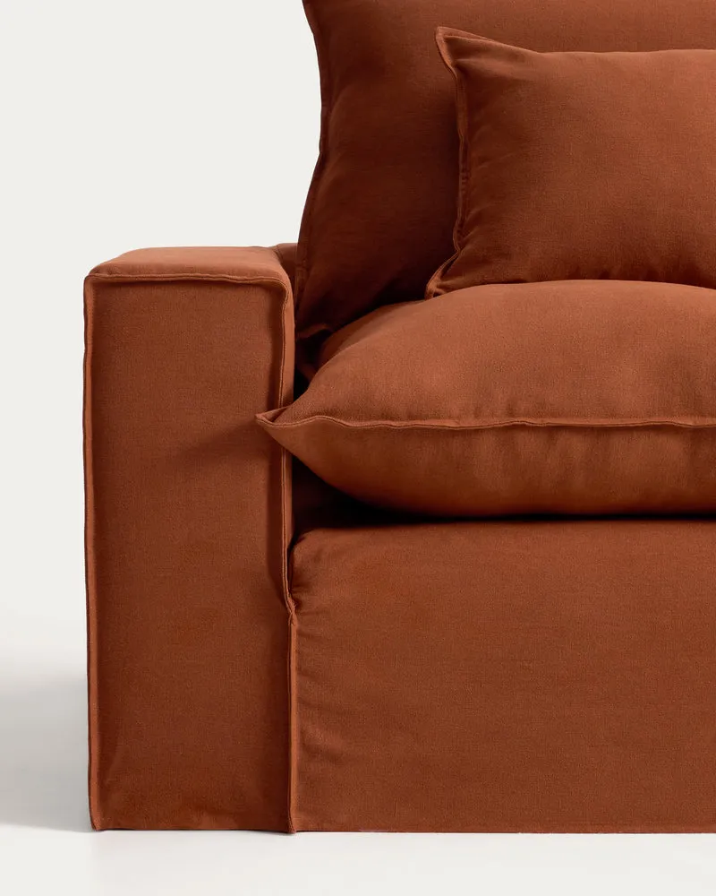 Anarela terracotta linen 3-seater modular sofa with removable cover 310cm FSC Mix Credit