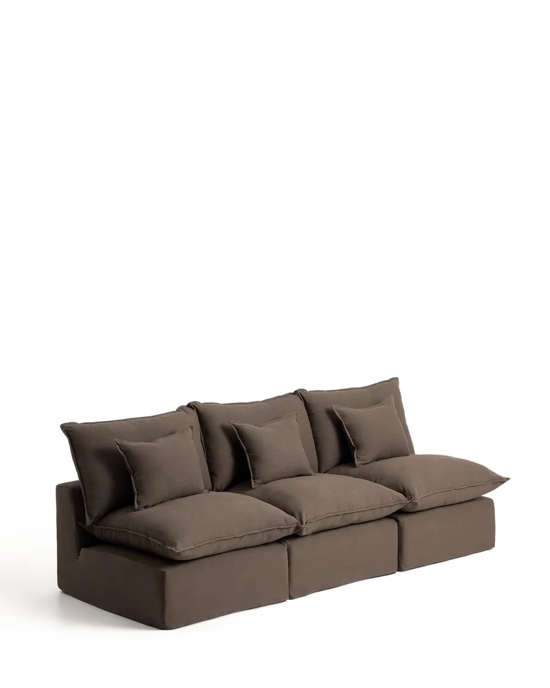 Anarela taupe linen 3-seater modular sofa with removable cover 270cm FSC Mix Credit