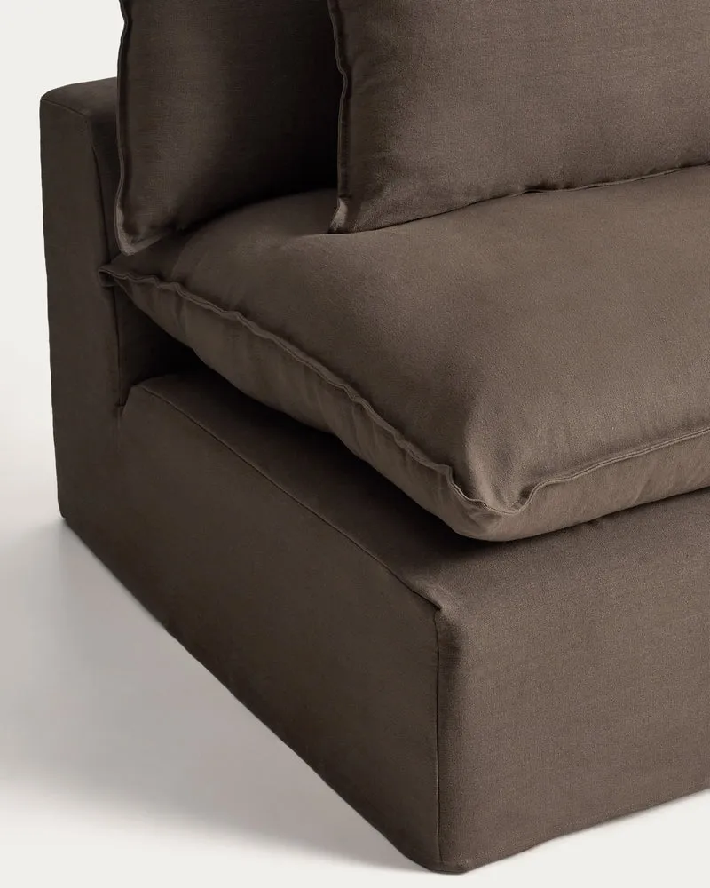 Anarela taupe linen 3-seater modular sofa with removable cover 270cm FSC Mix Credit