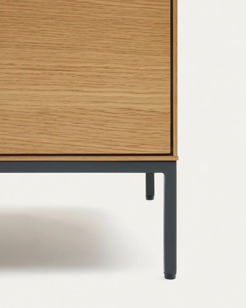 Vedrana beside table, 2 oak veneer drawers, and black steel legs, 60 x 55 cm