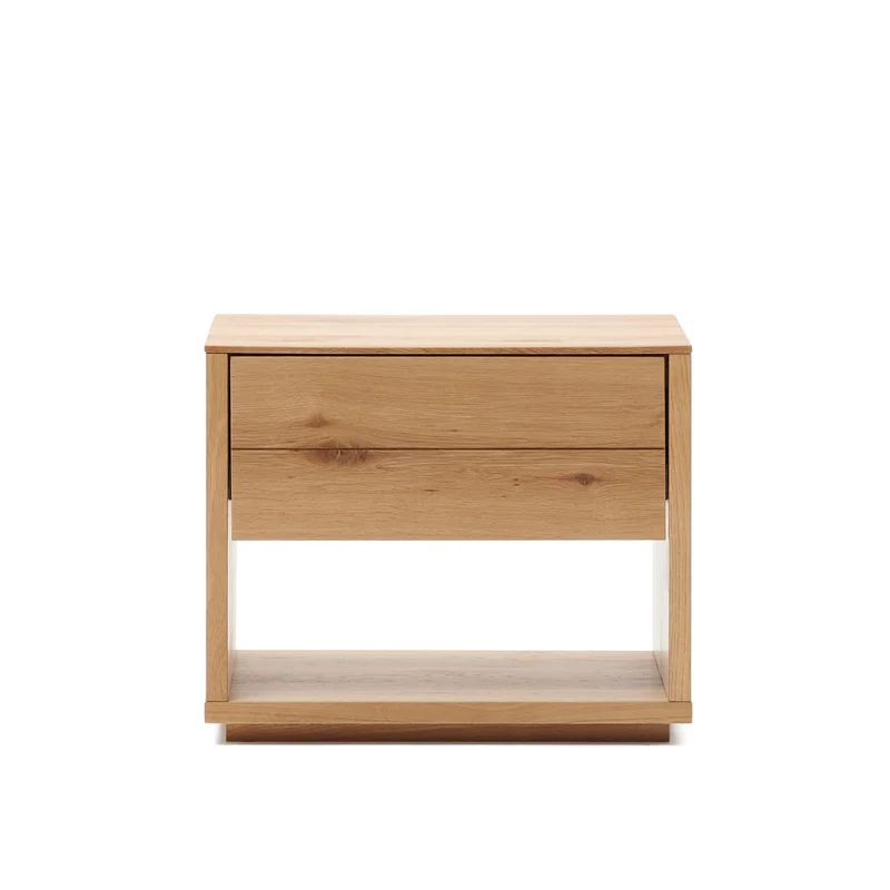 Alguema bedside table in oak wood veneer with natural finish, 60 x 50 cm