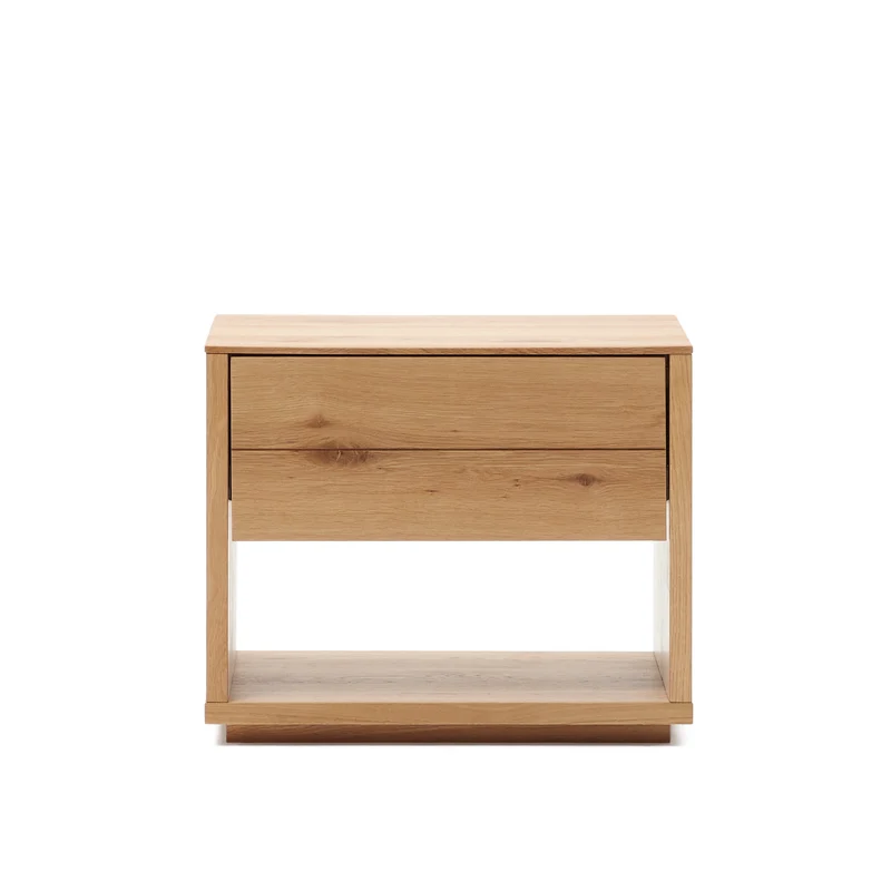 Alguema bedside table in oak wood veneer with natural finish, 60 x 50 cm