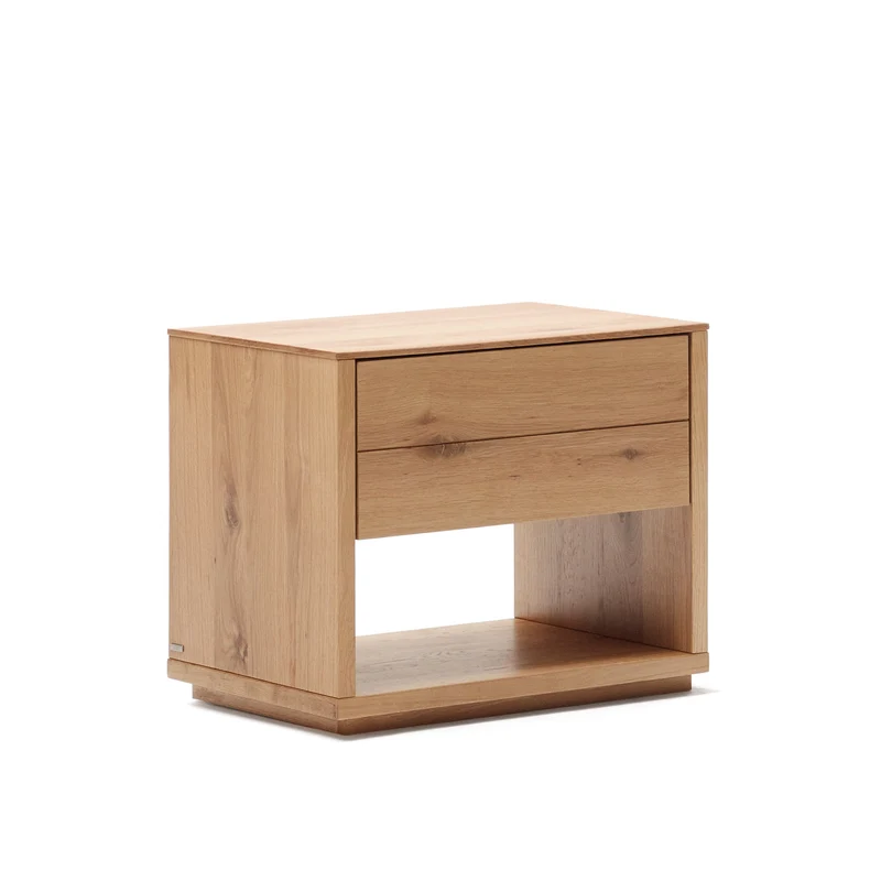 Alguema bedside table in oak wood veneer with natural finish, 60 x 50 cm