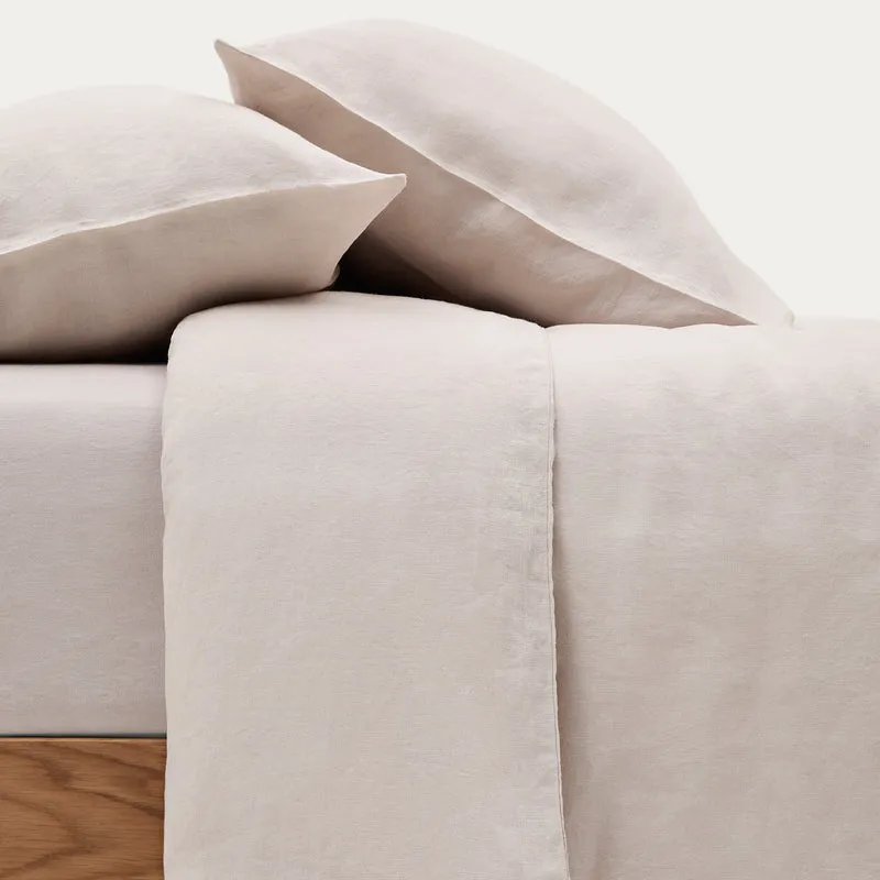 Simmel grey linen blend duvet and pillow cover set for 180 cm bed