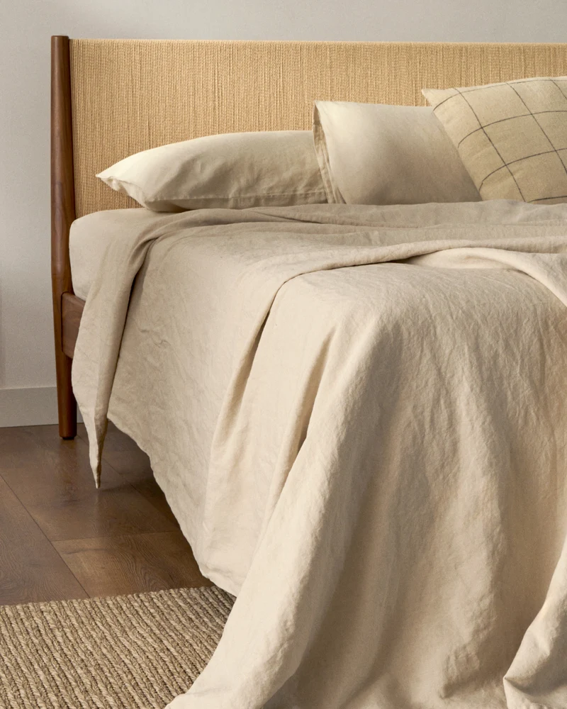 Simmel grey linen blend duvet and pillow cover set for 180 cm bed