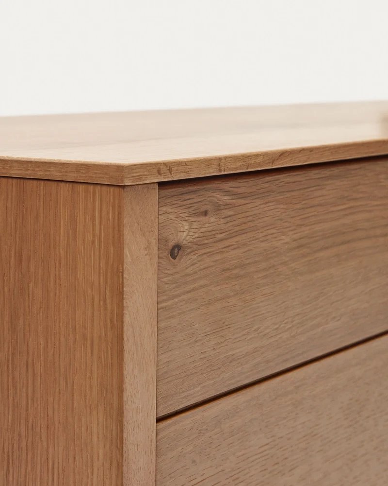 Alguema sideboard with 4 doors in oak veneer with natural finish, 200 x 74 cm