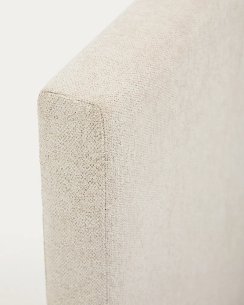 Nahiri beige chenille lift-up storage bed for a 150 x 200 cm mattress