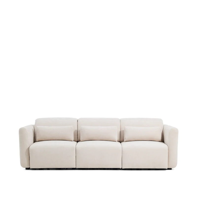 Lares sofa with motorised seats & reclining headrest - Beige Chenille
