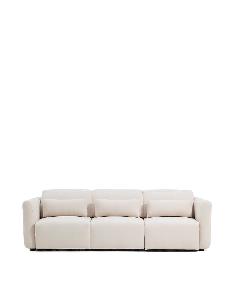 Lares sofa with motorised seats & reclining headrest - Beige Chenille