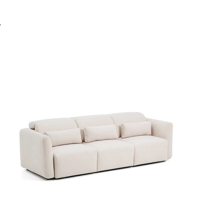 Lares sofa with motorised seats & reclining headrest - Beige Chenille