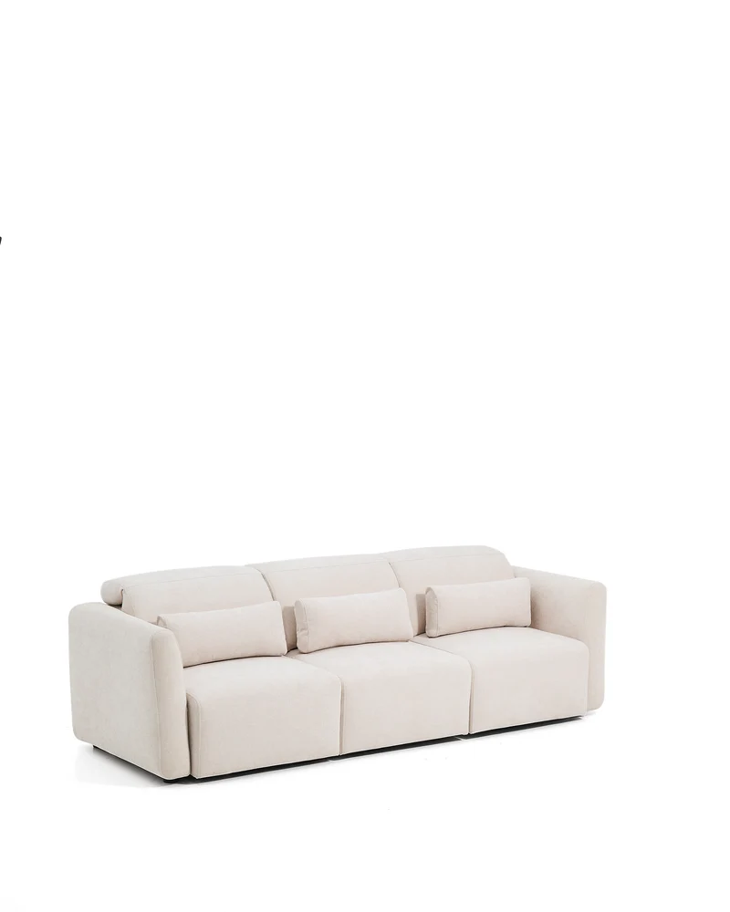 Lares sofa with motorised seats & reclining headrest - Beige Chenille
