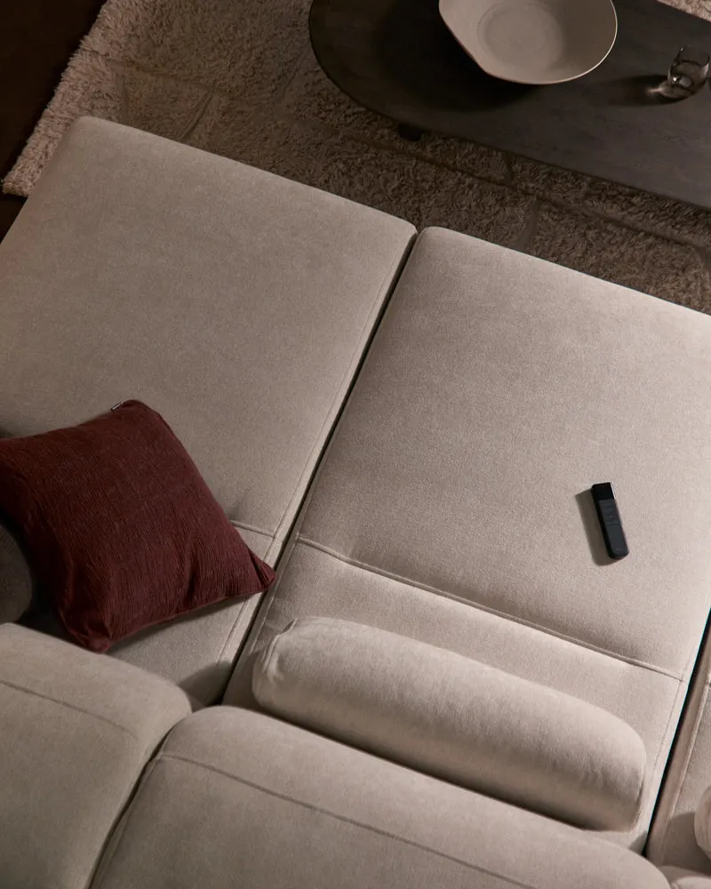 Lares sofa with motorised seats & reclining headrest - Beige Chenille