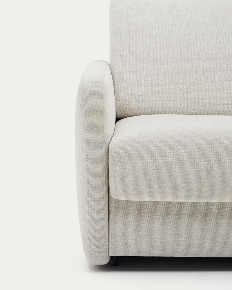 Nuala 2-seater sofa bed in pearl-coloured chenille 184cm