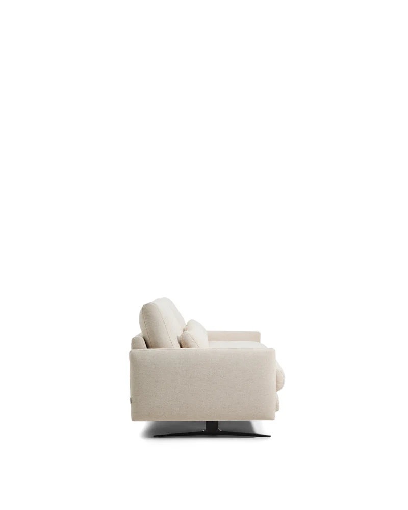 Veliro beige chenille 3-seater sofa with black steel legs 240cm FSC Mix Credit