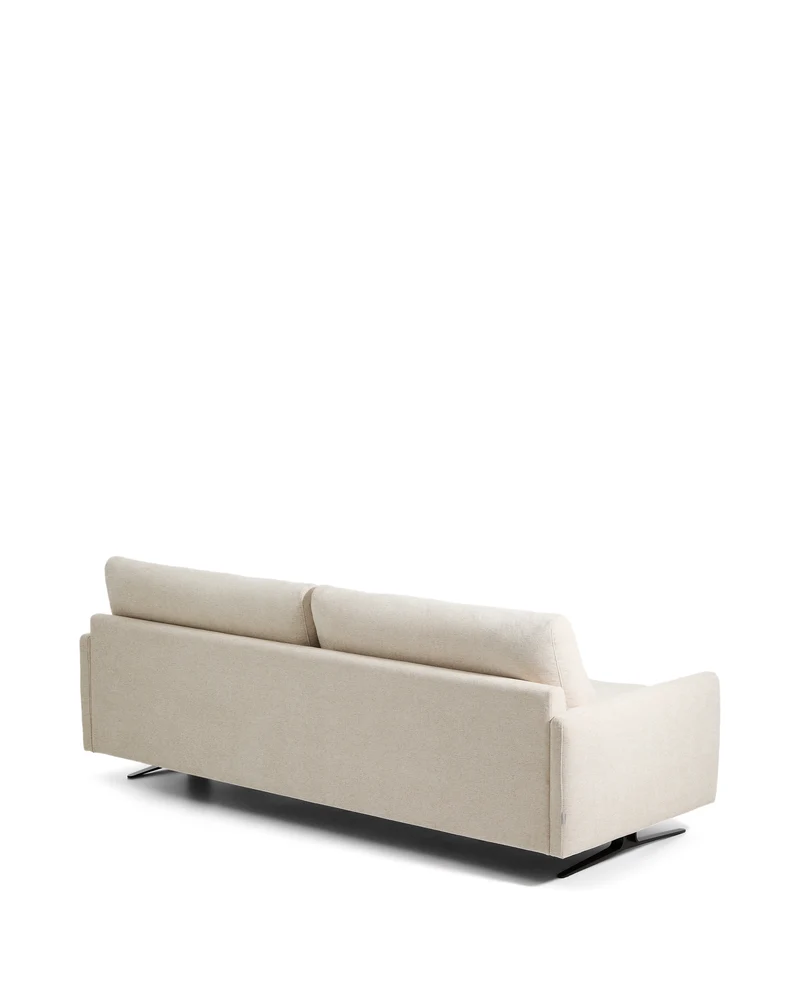Veliro beige chenille 3-seater sofa with black steel legs 240cm FSC Mix Credit