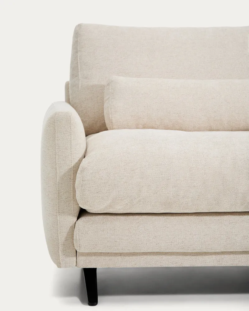 Veliro beige chenille 3-seater sofa with black steel legs 240cm FSC Mix Credit