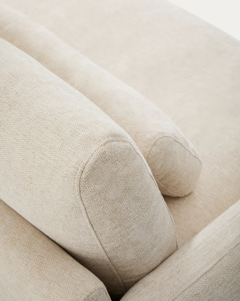 Veliro beige chenille 3-seater sofa with black steel legs 240cm FSC Mix Credit