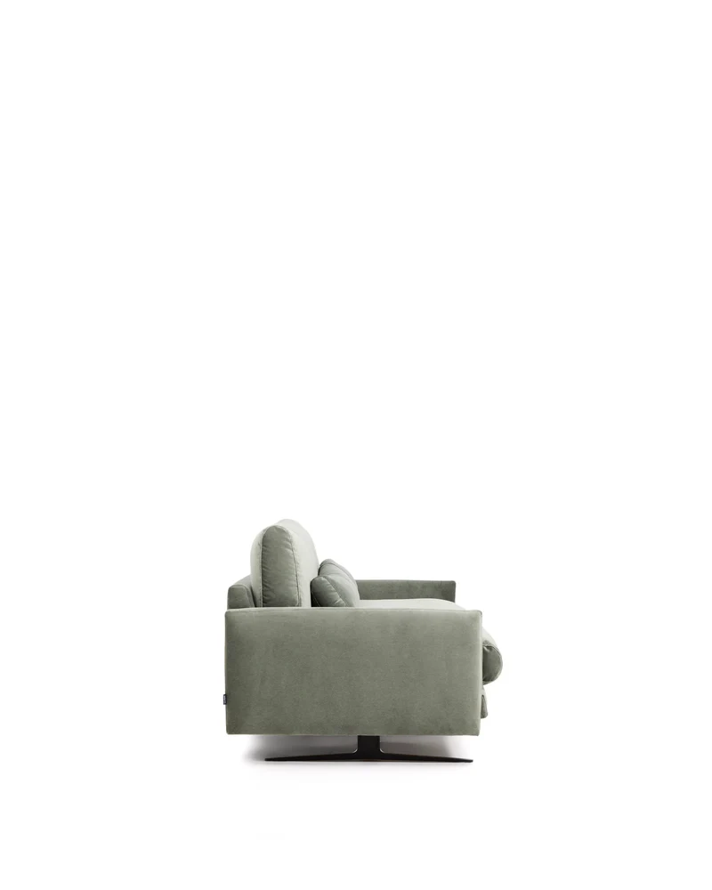 Veliro green velvet 2-seater sofa with steel legs in black finish 210cm FSC Mix Credit