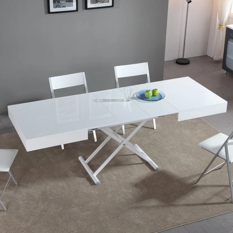 Table de salle à manger et table basse transformables 2 en 1 avec mécanisme haut et bas