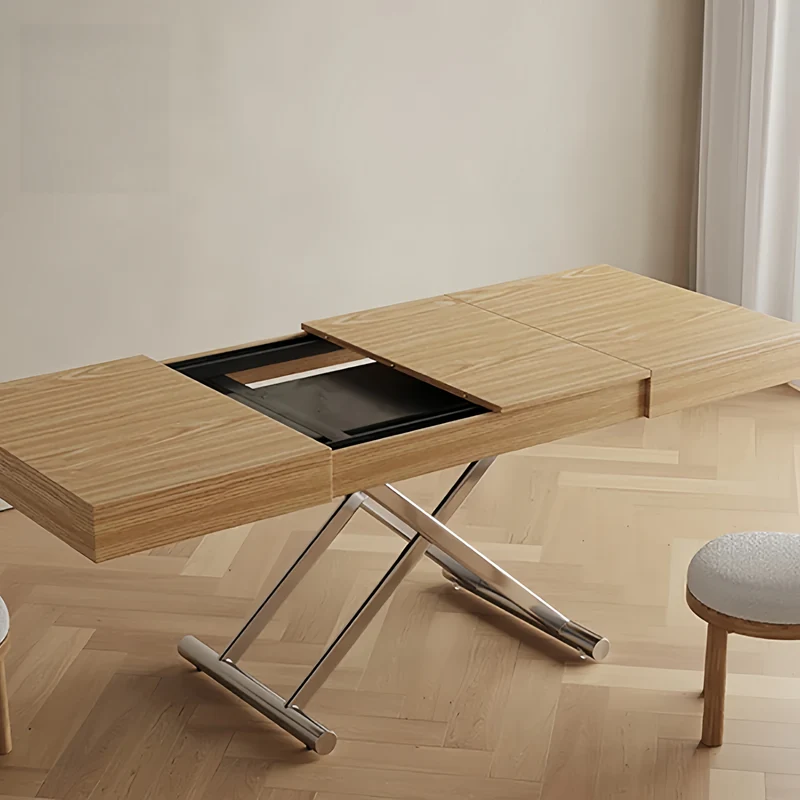 Table de salle à manger et table basse transformables 2 en 1 avec mécanisme haut et bas