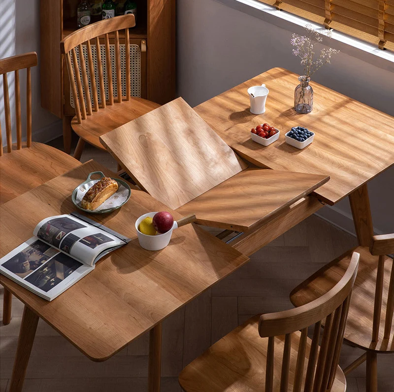 Table de salle à manger rectangulaire extensible en bois massif