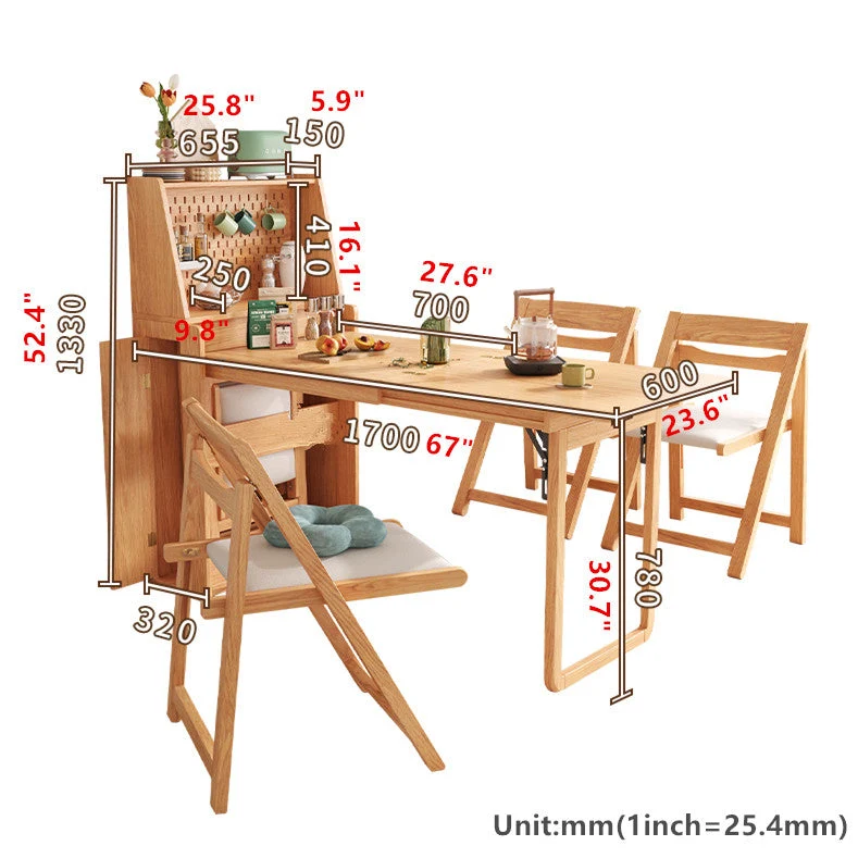 Table de salle à manger pliable et extensible avec panneau perforé