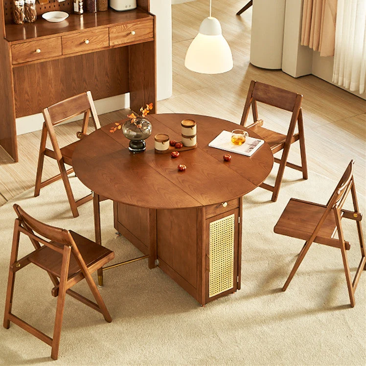 Table ronde à double abattant avec 4 chaises pliantes