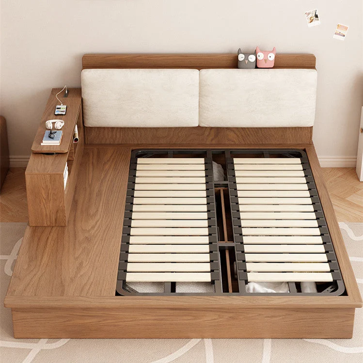Lit de rangement relevable avec bureau et tiroirs rotatifs