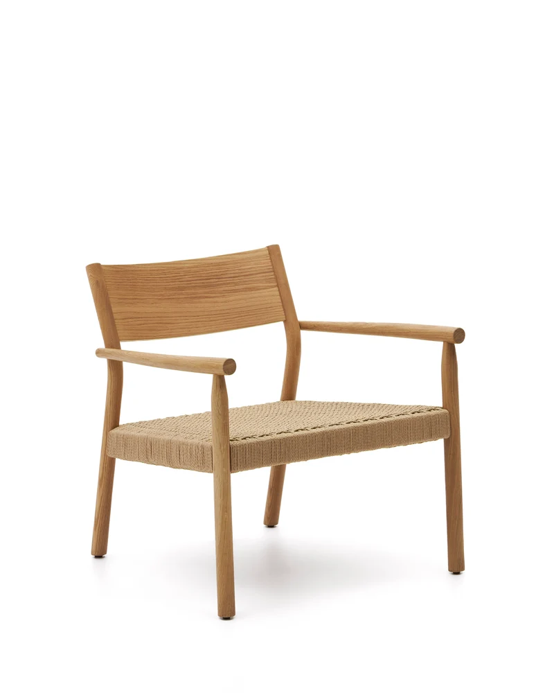 Yalia armchair in natural solid oak with paper rope seat