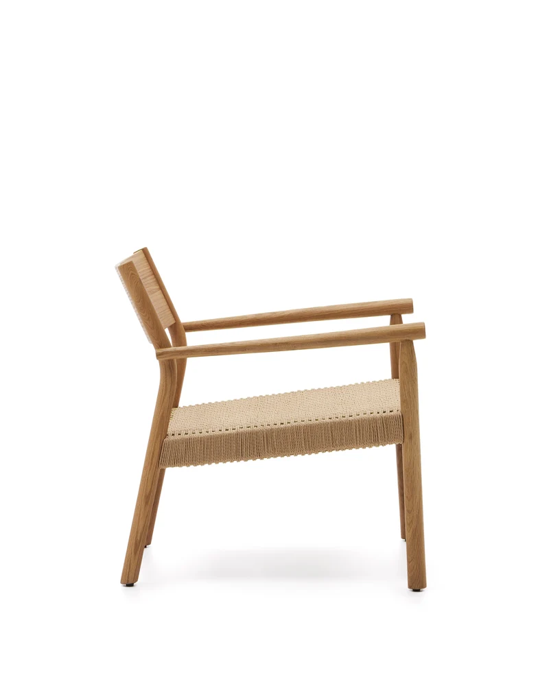 Yalia armchair in natural solid oak with paper rope seat