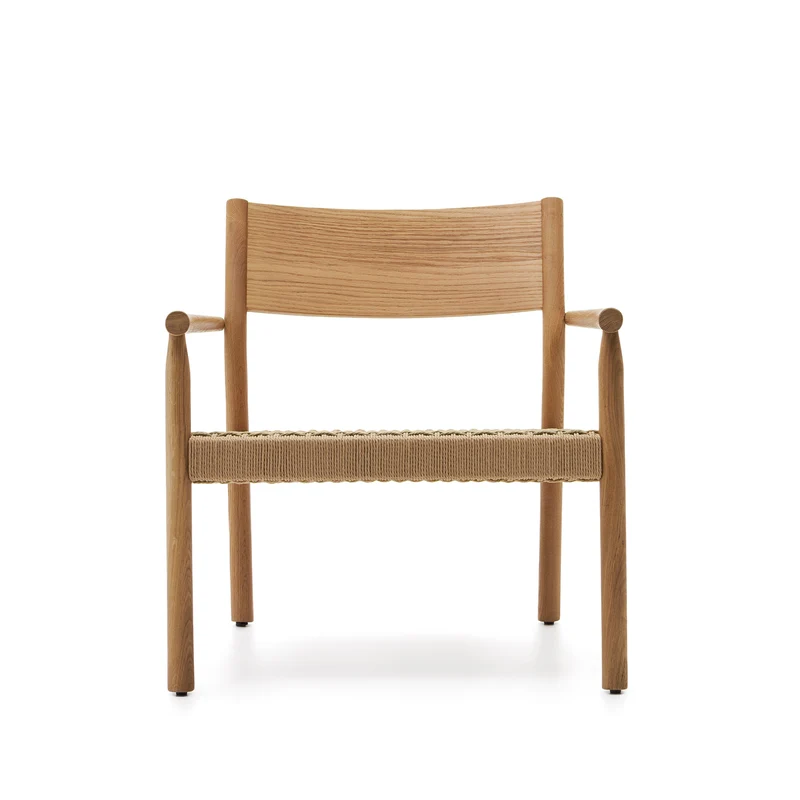 Yalia armchair in natural solid oak with paper rope seat