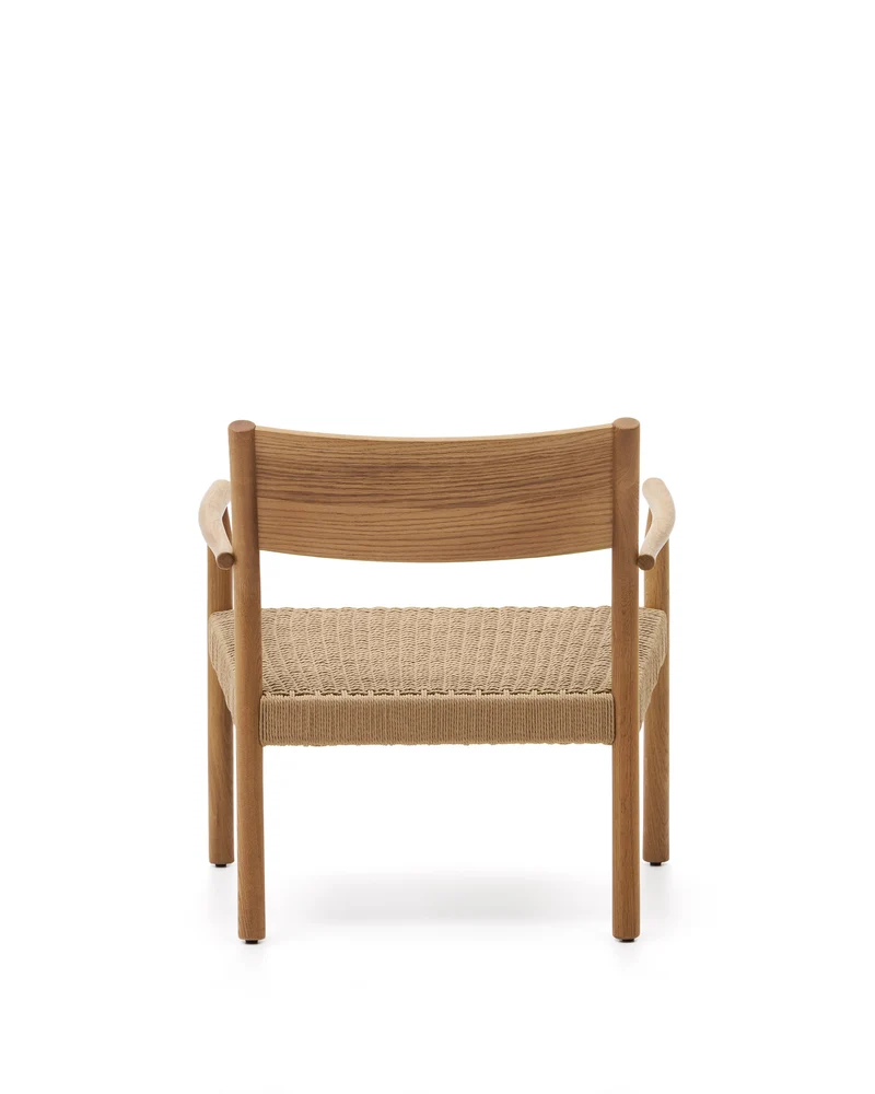 Yalia armchair in natural solid oak with paper rope seat