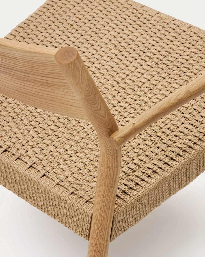 Yalia armchair in natural solid oak with paper rope seat