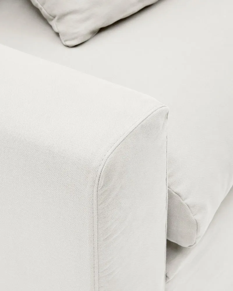 Nora 3-seater sofa with removable cover with linen and cotton cushions in ecru 240cm