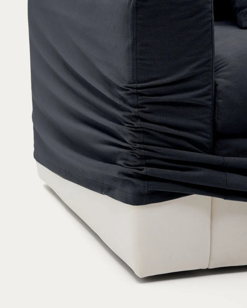 Nora 3-seater sofa with removable cover with linen and cotton cushions in anthracite grey 240cm