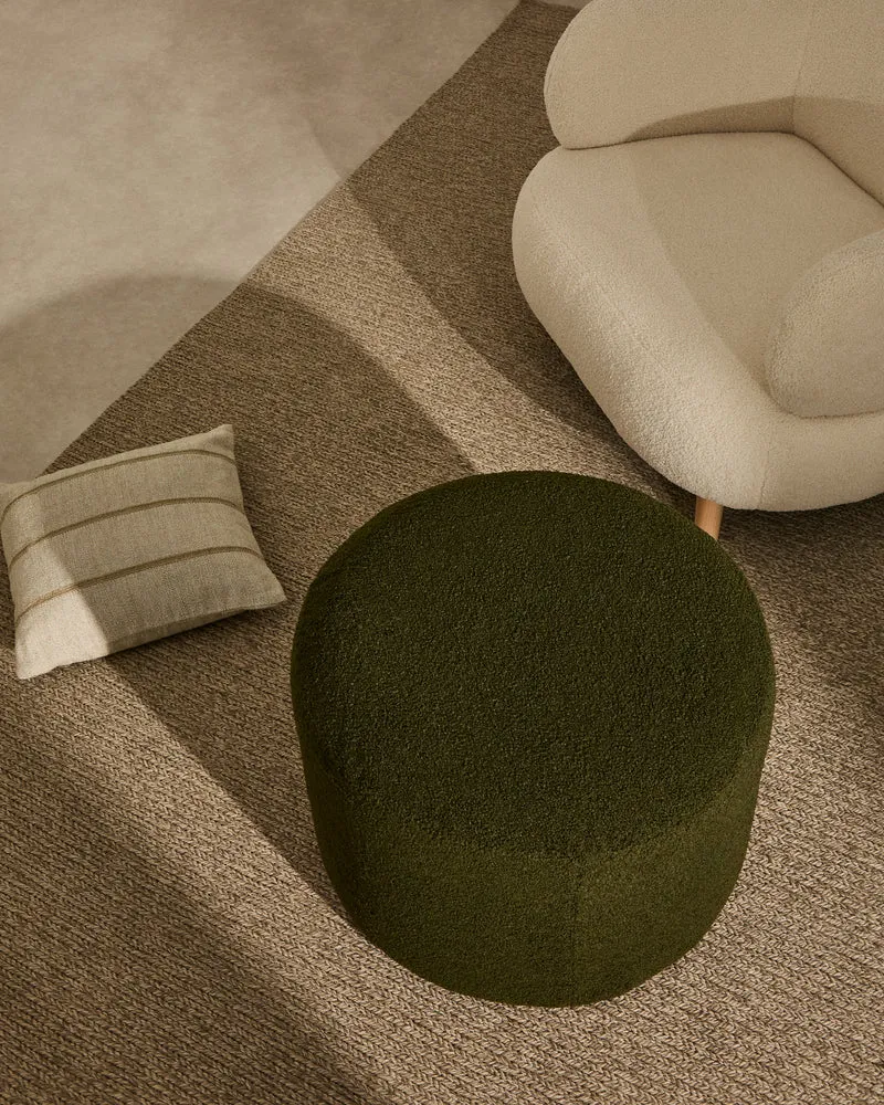 Kaeli footrest cover in green bouclé Ø 43 cm