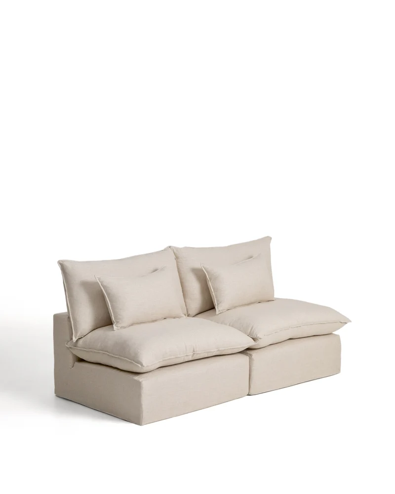 Anarela beige linen and viscose 3-seater modular sofa with removable cover 220cm FSC Mix Credit