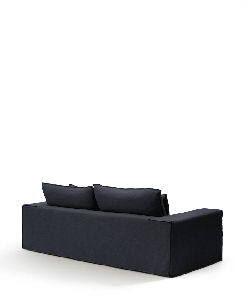 Anarela dark grey linen and viscose 3-seater sofa with removable cover 260 cm FSC Mix Credit