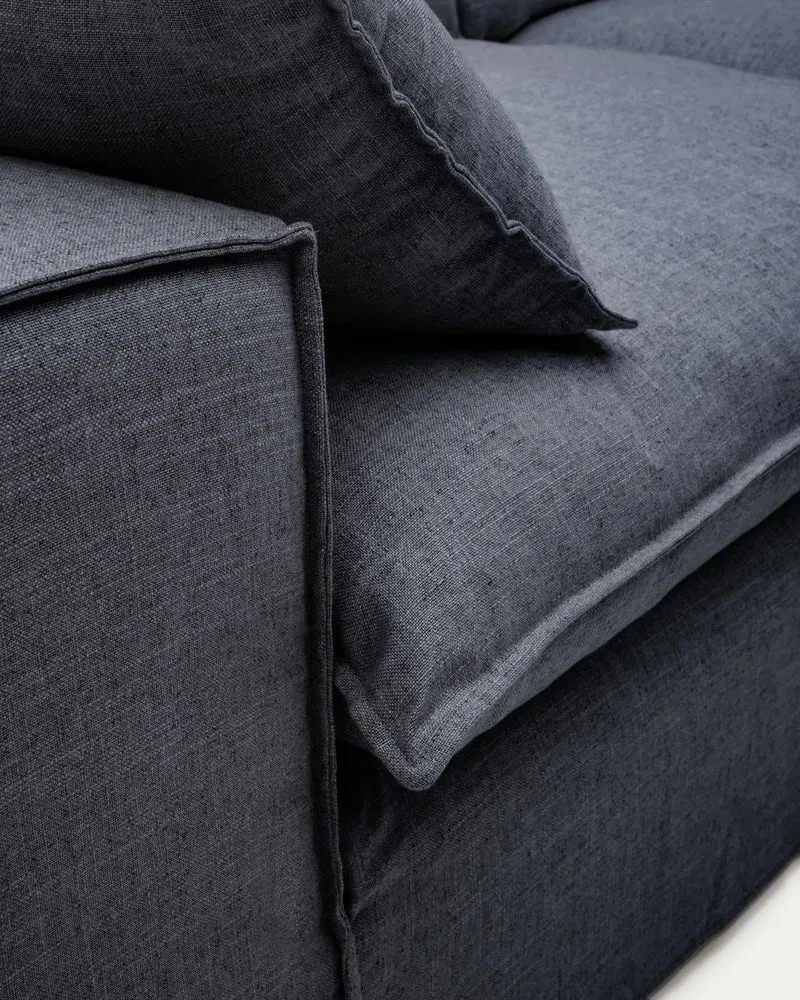 Anarela dark grey linen and viscose 3-seater sofa with removable cover 260 cm FSC Mix Credit