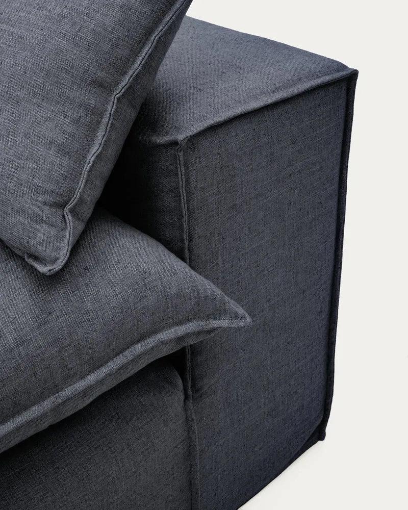 Anarela dark grey linen and viscose 3-seater sofa with removable cover 260 cm FSC Mix Credit