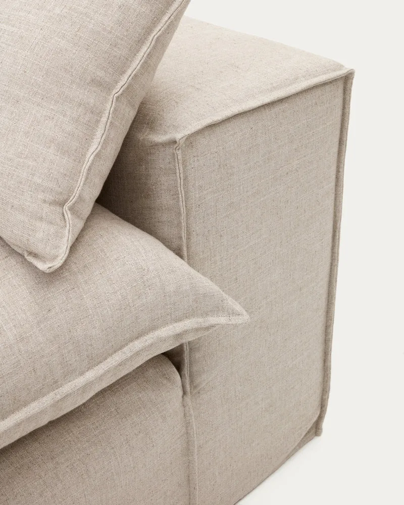 Anarela beige linen and viscose 3-seater sofa with removable cover 260 cm FSC Mix Credit