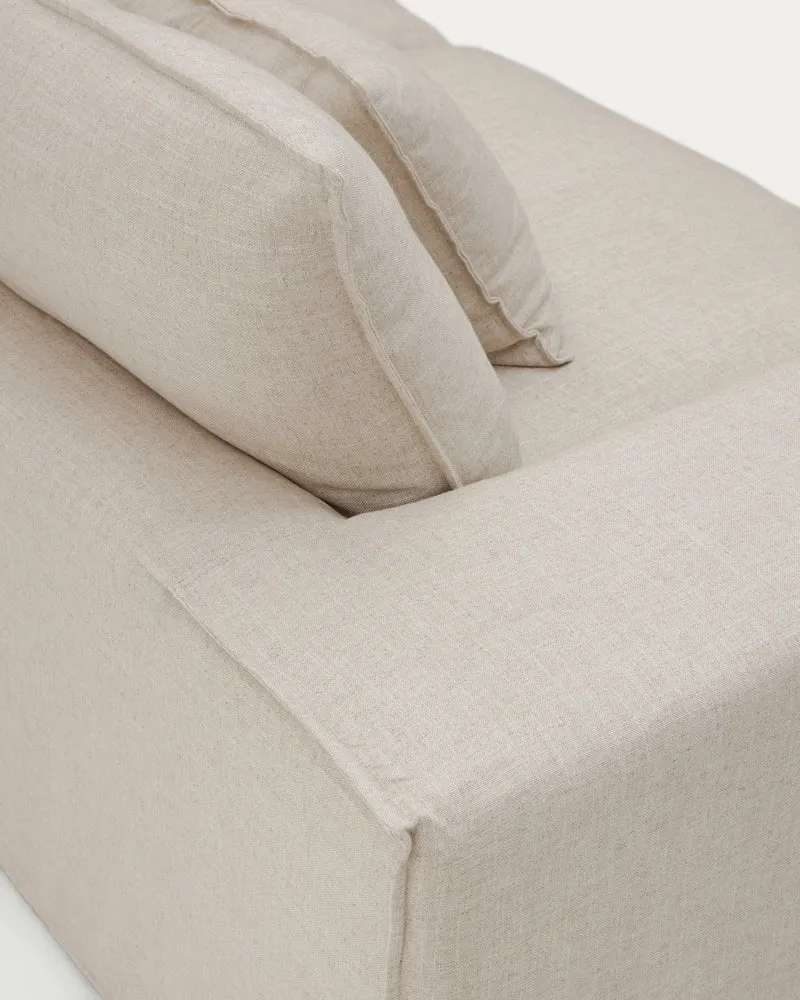 Anarela beige linen and viscose 3-seater sofa with removable cover 260 cm FSC Mix Credit