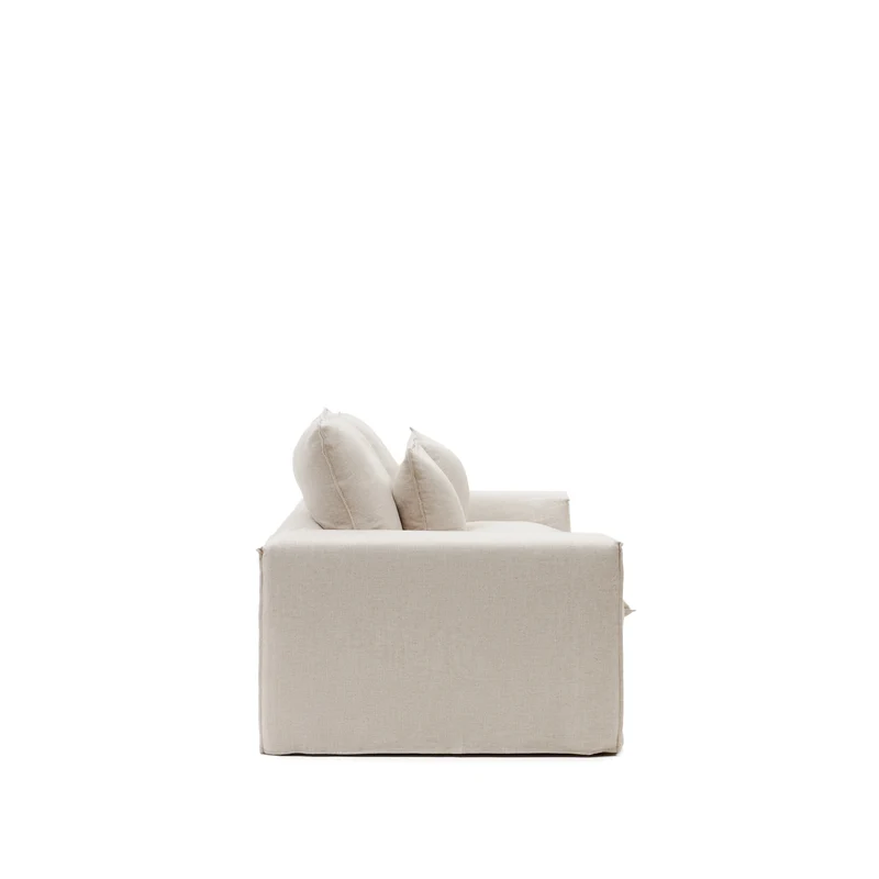 Anarela removable-cover 3-seater sofa with beige linen cushions FSC Mix Credit 280 cm.