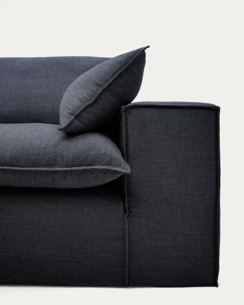 Anarela dark grey linen and viscose 3-seater sofa with removable cover 280 cm FSC Mix Credit