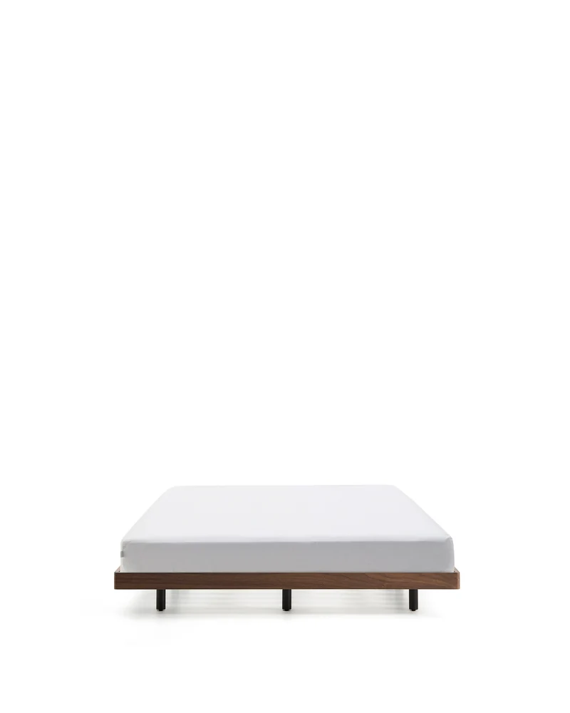 Norlen bed base in walnut veneer with dark finish for 180 x 200cm mattress FSC Mix Credit