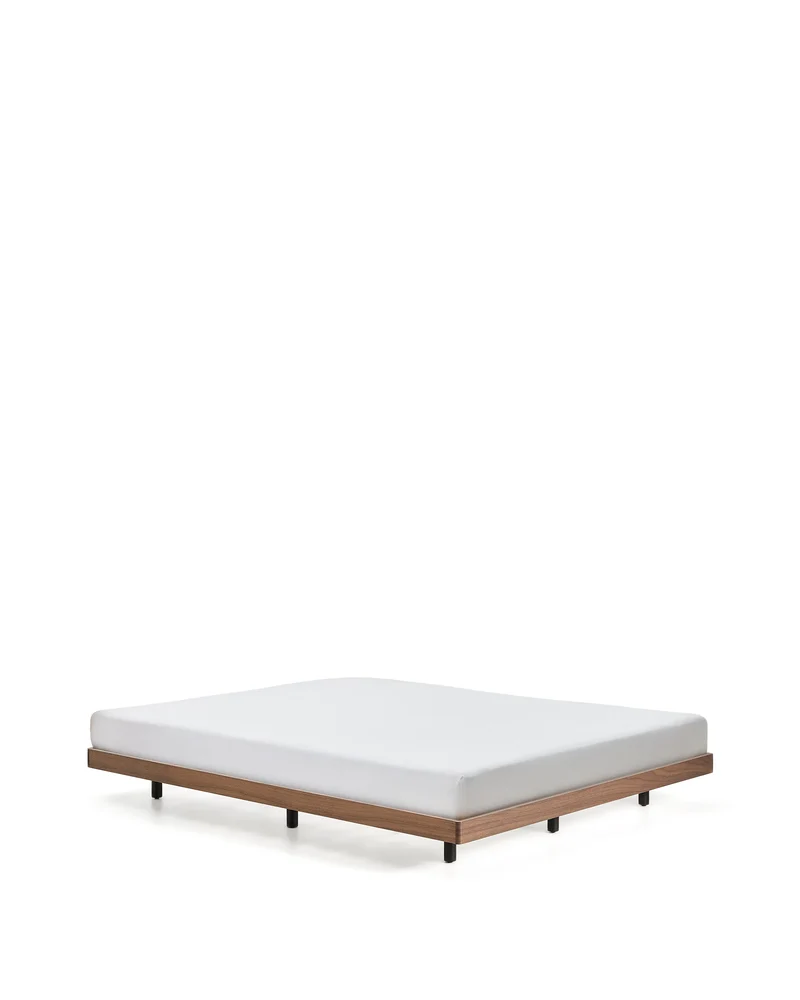 Norlen bed base in walnut veneer with dark finish for 180 x 200cm mattress FSC Mix Credit
