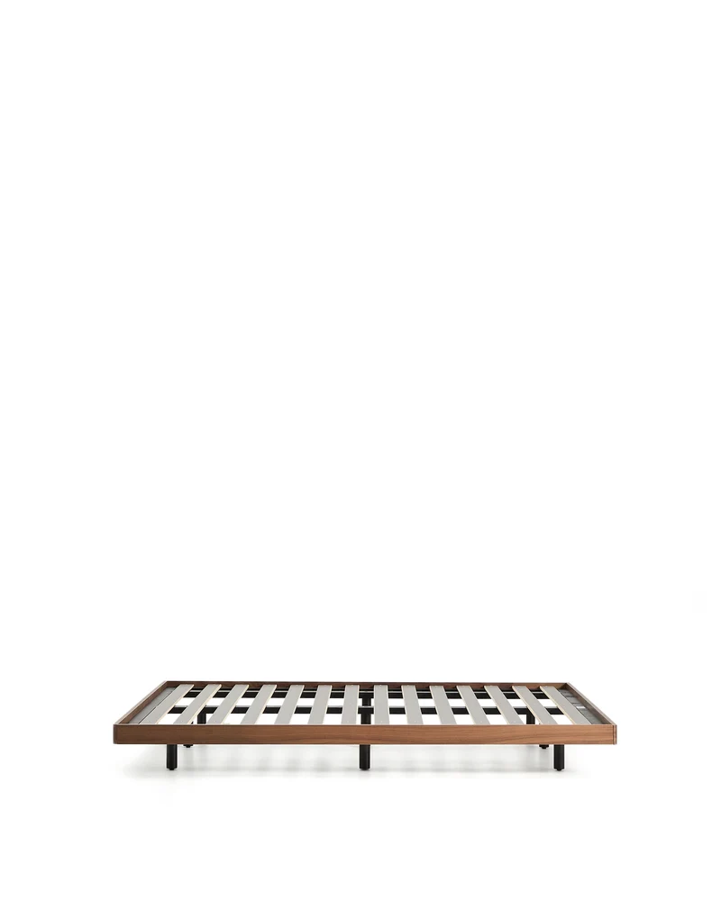Norlen bed base in walnut veneer with dark finish for 180 x 200cm mattress FSC Mix Credit